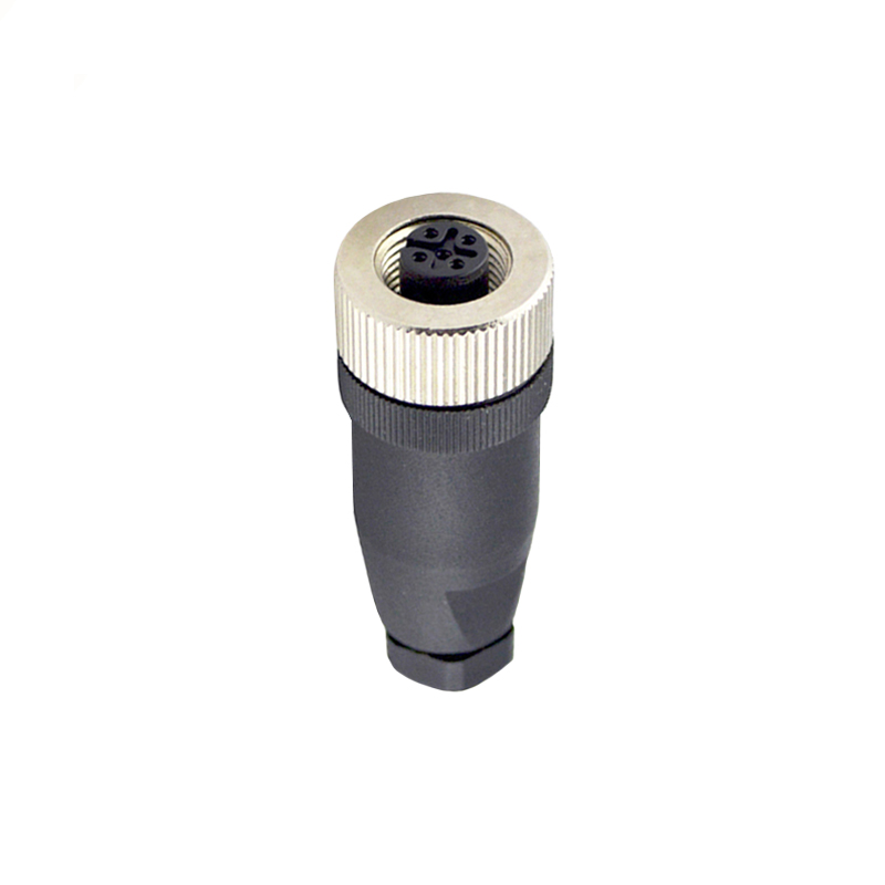 M12 4pins A code female straight plastic assembly connector PG7 thread, unshielded,suitable cable outer diameter 4.0mm-6.0mm